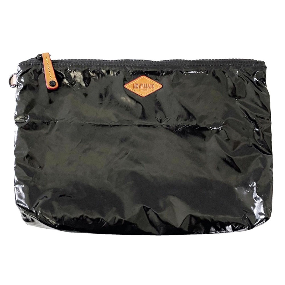 MZ Wallace black vinyl and leather pouch
